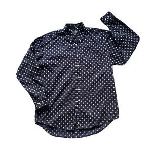 Colors Alexander Julian Navy Mens Button Down Shirt Diamond AOP Size Medium